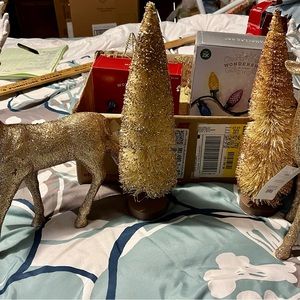 Wondershop brand bundle of Christmas lights and supplies. Gold glitter and color